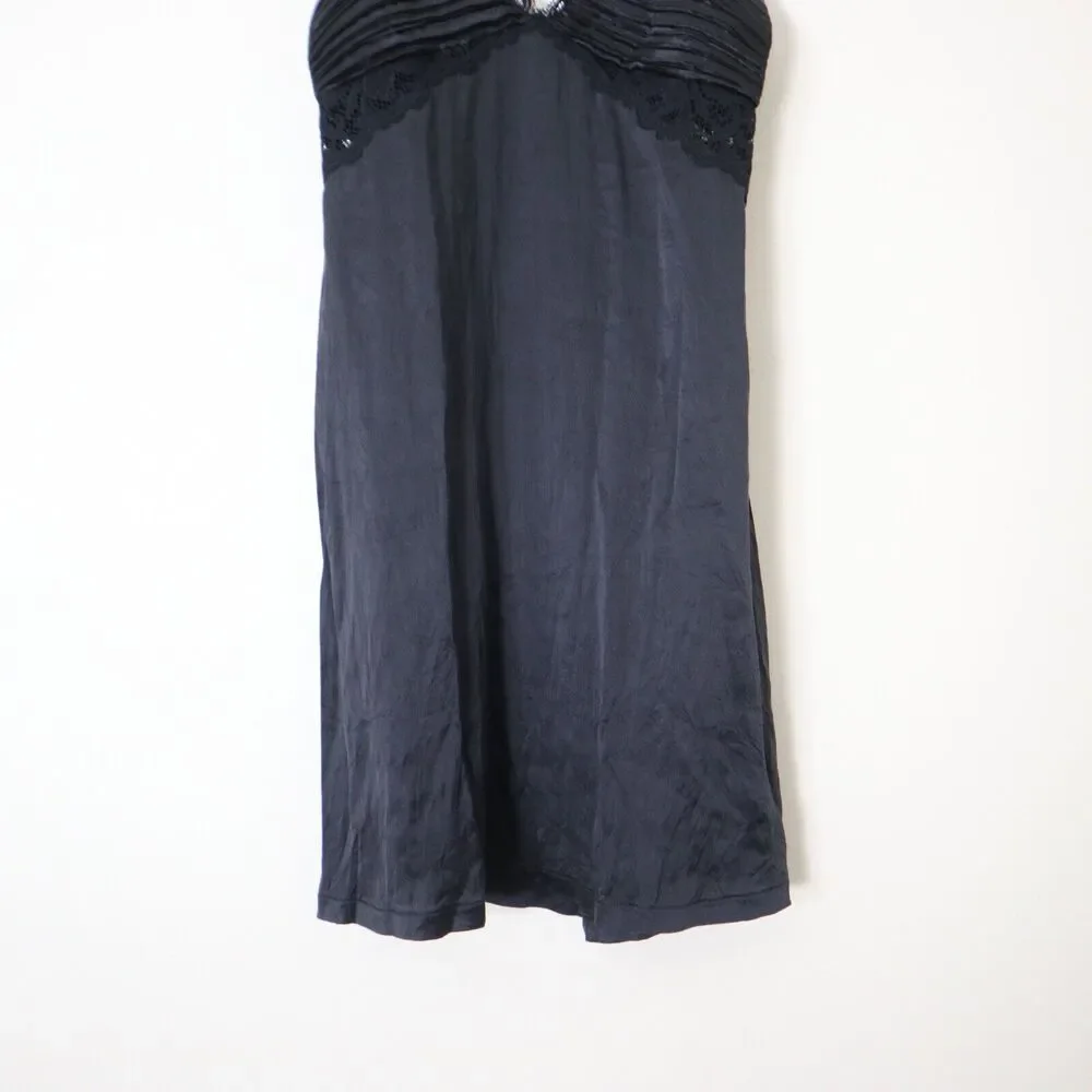 La Perla Size 2 US S Silk Blend Charmeuse Short Slip Nightie Ruched V Neck Lace - Picture 5 of 10